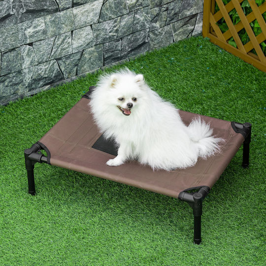 Pawhut Raised Dog Bed Breathable Steel Fabric 61x46x18 Cm Black Brown