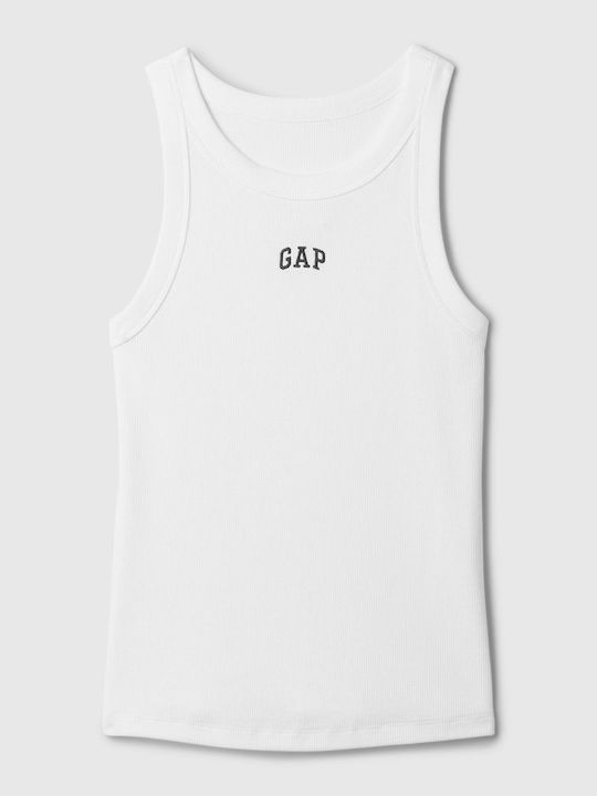 GAP Logo Damen Bluse Baumwolle Ärmellos White