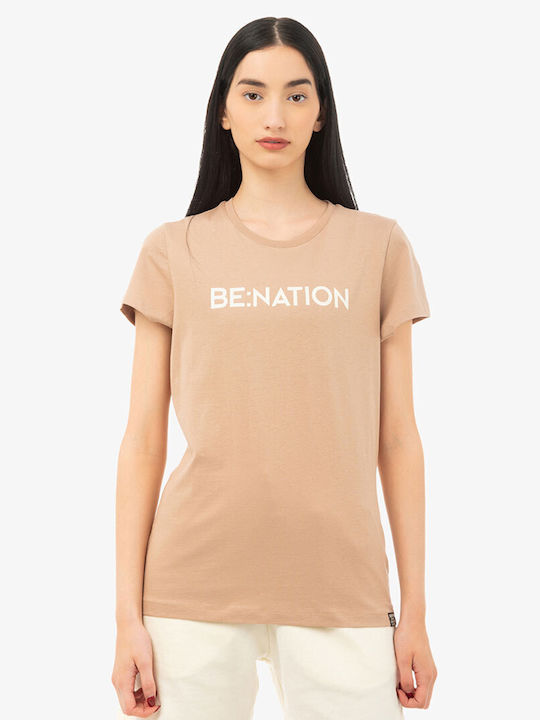 Be:Nation Essentials Γυναικείο T-shirt Καφέ