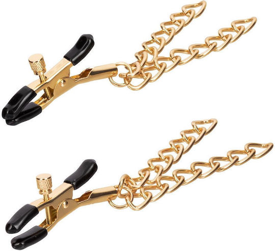 Nipple Clamps Bdsm Erotic Jewelry Ride Em Denim Nipple Clamps Gold