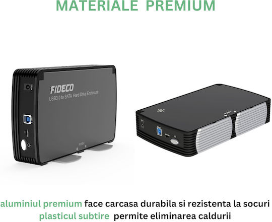 Fideco Carcasă pentru unitate de hard disk 2.5" / 3.5" SATA III cu conexiune USB 3.0
