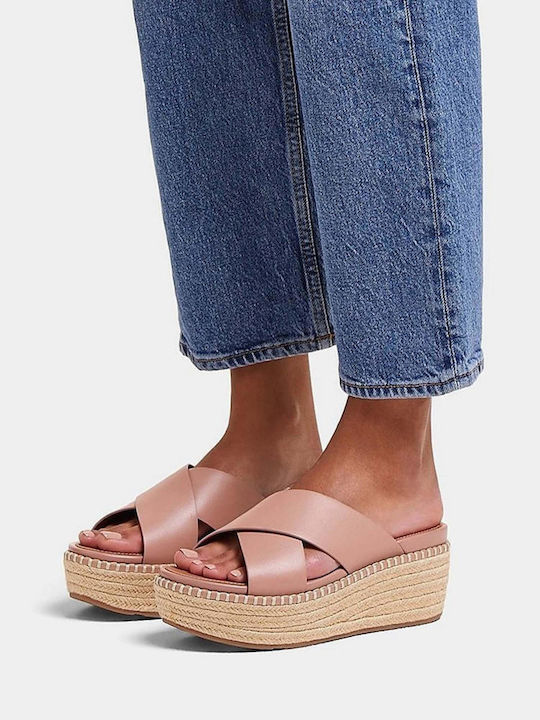 Women's Leather Platform Shoes Beige
