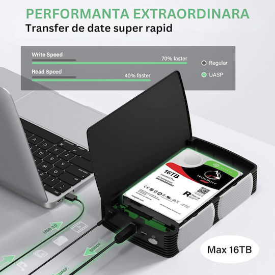 Fideco Carcasă pentru unitate de hard disk 2.5" / 3.5" SATA III cu conexiune USB 3.0