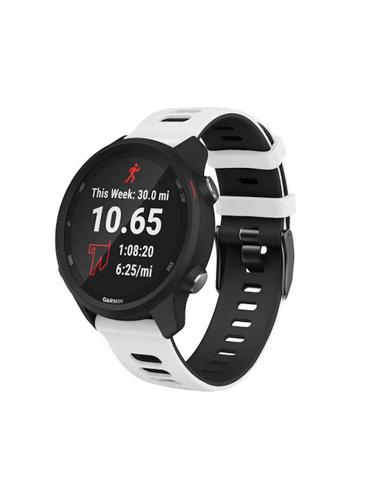 Brățară de ceas din silicon alb + negru pentru Huawei Watch Gt2e de 20mm și Samsung Galaxy Watch Active 2 de 42mm