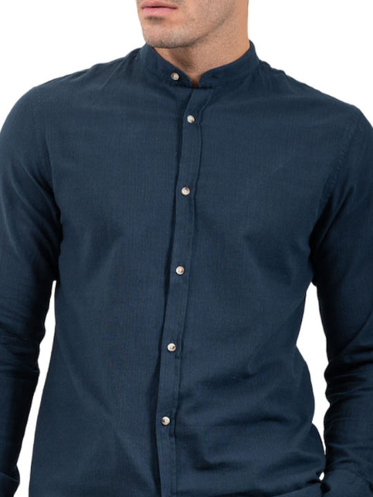 Langärmlig Leinen Hemd Blue Navy