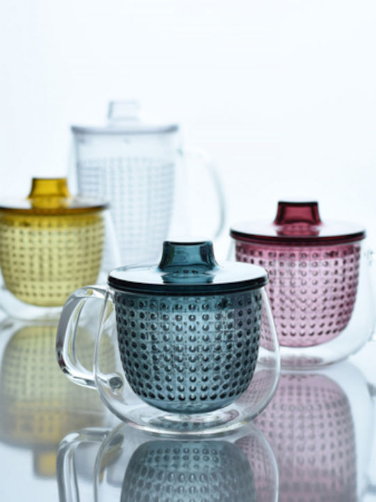 Kinto Teapot with Cup and Filter Glass Blue 350ml