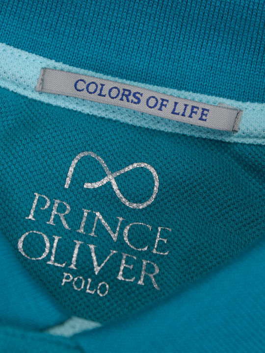 Prince Oliver Men's Short Sleeve Blouse Polo Petrol Blue