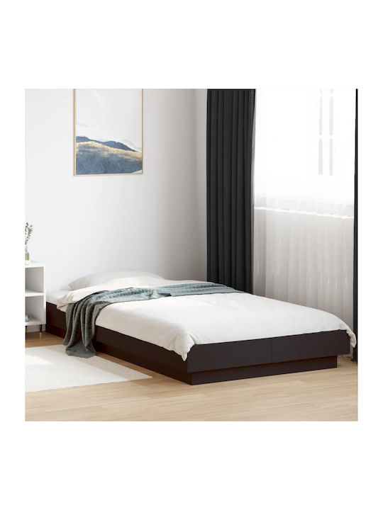 Suport Pat Single Din Lemn Negru Cu Plăci Pentru Saltea 90x200cm