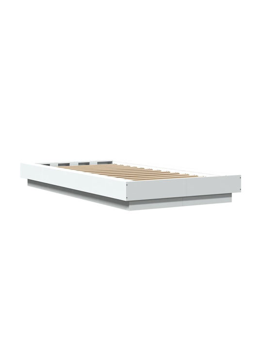 Υπόστρωμα Pat Single Din Lemn Alb Cu Plăci Pentru Saltea 90x200cm