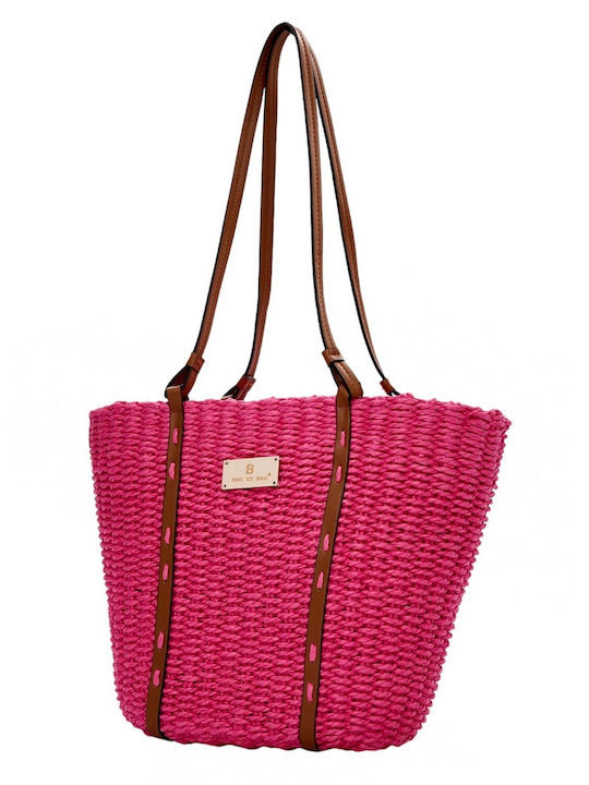 Bag to Bag Ψάθινη Women's Bag Shoulder Fuchsia