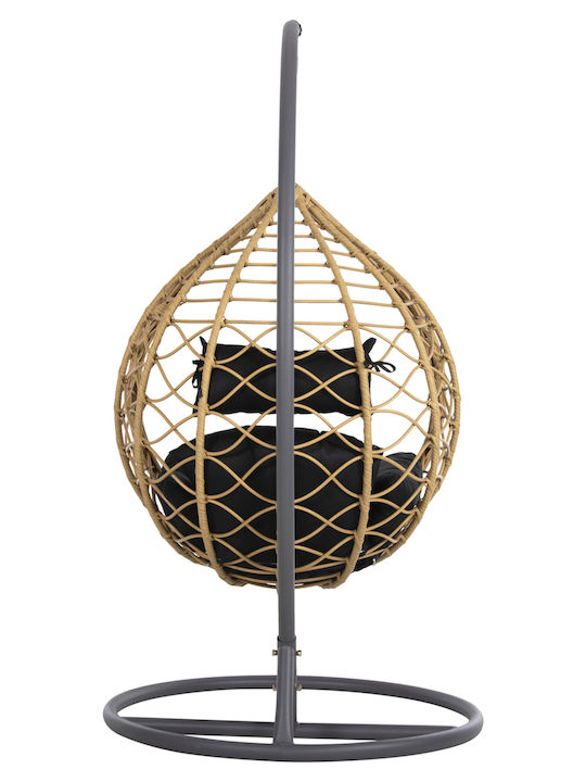 Gracie Garten- und Veranda-Schaukeln Nest mit Gestell und Kissen Rattan Beiges 104x104x200cm