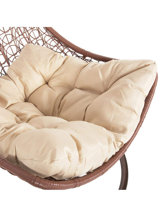Millie Garten & Veranda Schaukel mit Basis und Kissen Sessel Rattan Braun L95xB95xH195cm