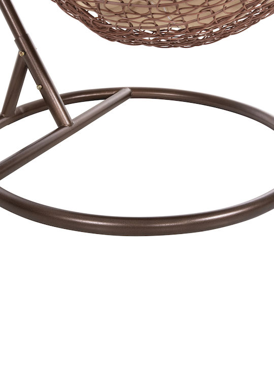 Millie Garten & Veranda Schaukel mit Basis und Kissen Sessel Rattan Braun L95xB95xH195cm