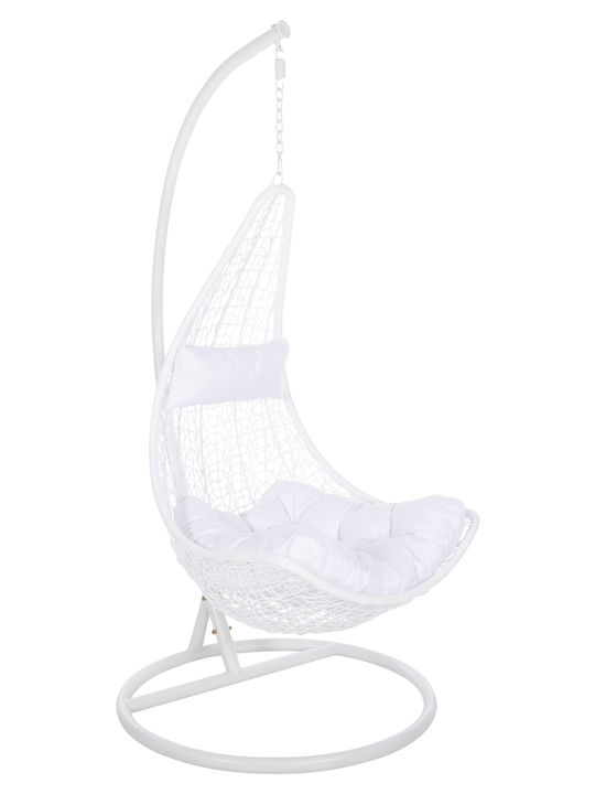 Millie Leagăn cu bază și pernă Rattan Alb L95xL95xH195cm