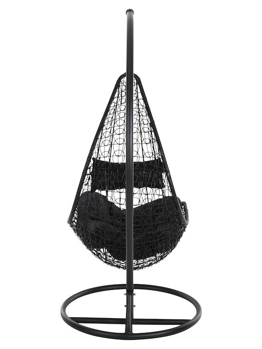 Millie Garten & Veranda Schaukel mit Basis und Kissen Sessel Rattan Schwarz L95xB95xH195cm