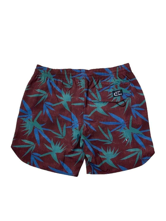 Men's Swimwear Shorts Burgundy With Pattern