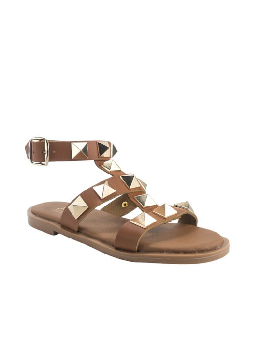 Plato Women's Flat Sandals in Tabac Brown Color