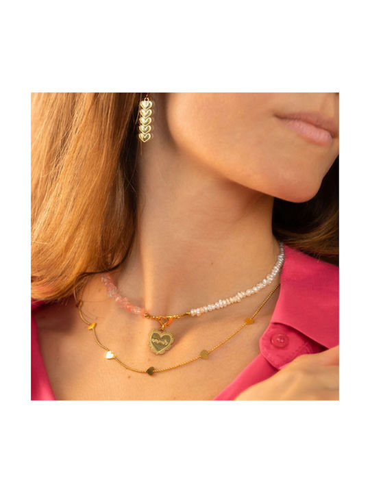 Necklace with design Heart from Gold Plated Steel