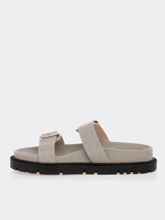 Sante Flatforms Leather Women's Sandals Gray