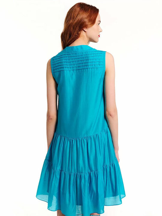 Short Turquoise Ruffle Dress