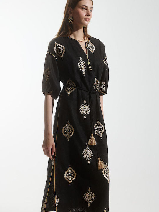 Sommer Midi Damenkleid Schwarz