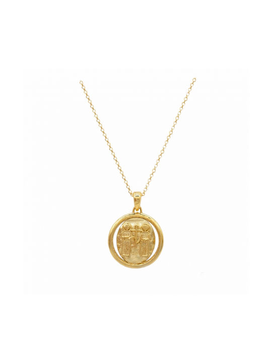 Art d or Necklace Constantine Amulet from Gold 9 K with Zircon