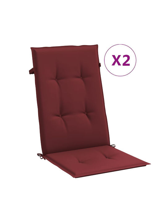 vidaXL Garden Chair Cushion with Backrest Red 2pcs 50x120cm