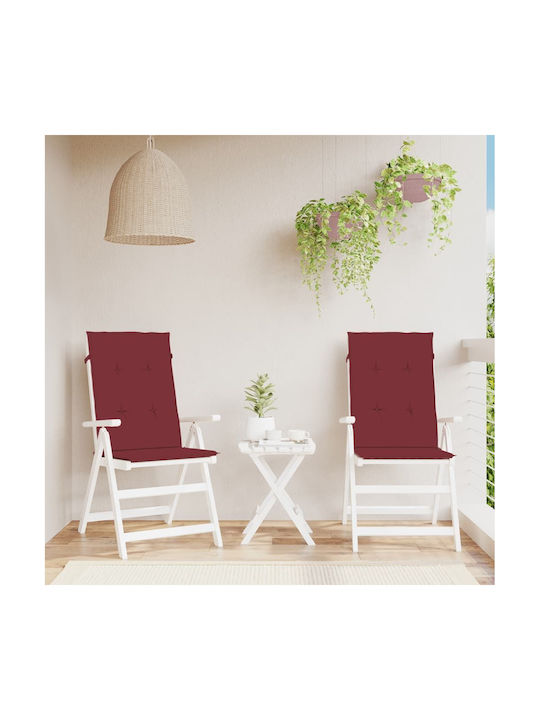 vidaXL Garden Chair Cushion with Backrest Red 2pcs 50x120cm