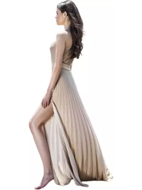 Maxi Damenkleid für Hochzeit - Taufe Sand