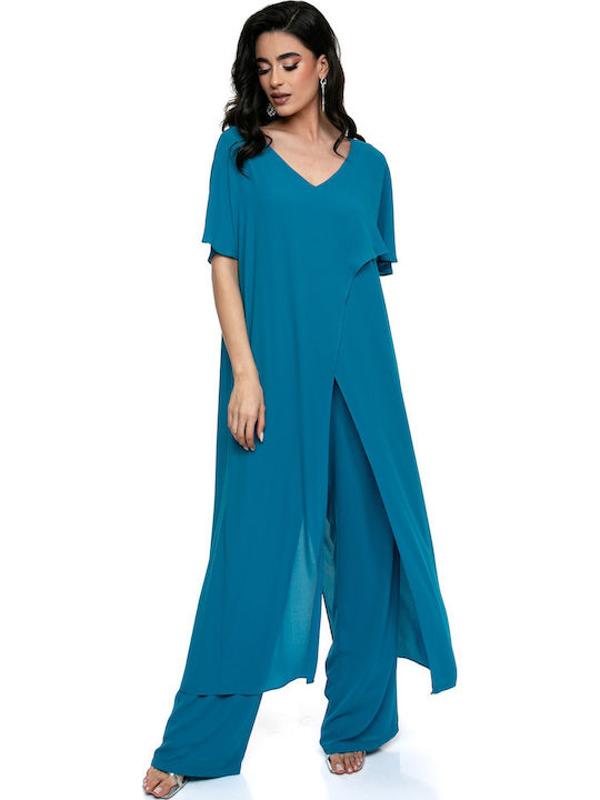 Damen Petrol Blue Set mit Hose in Lockerer Passform