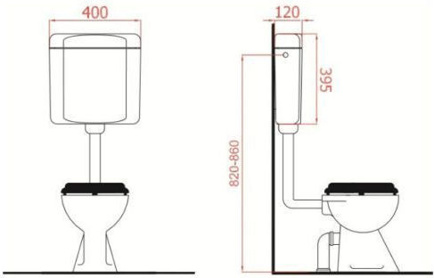 Geberit AP110 136.613.111 Montat pe perete Plastic Rezervor de toaletă Rectangular Presiune înaltă Alb