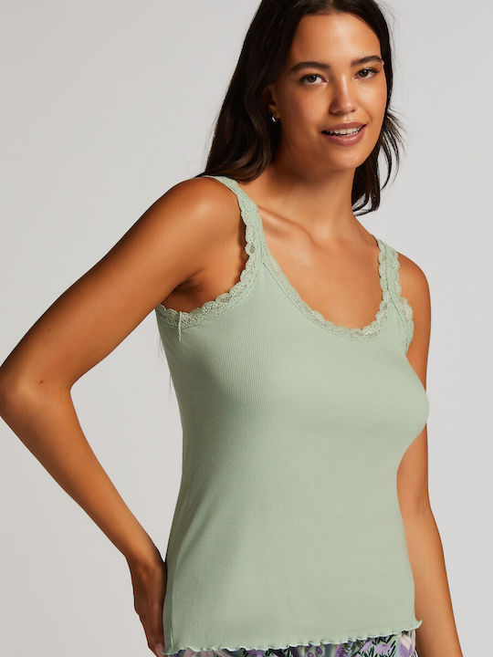 Hunkemöller Sommer Damen Baumwolle Pyjama-Oberteil Forest Green