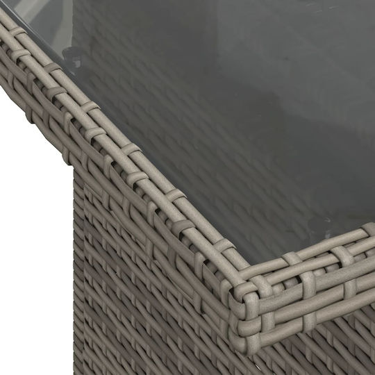 Masa pentru spații exterioare Rattan cu suprafață din sticlă Gri 100x55x73buc