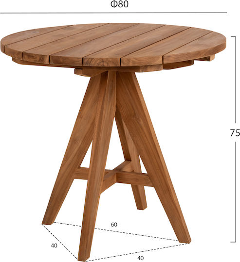 Garten- und Terrassentisch für Kleine Außenbereiche aus Teak LEO 80x80x75cm