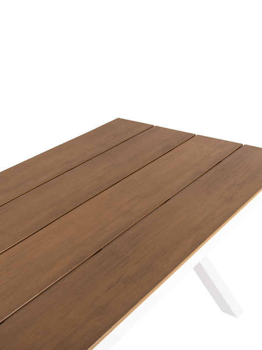 Masa pentru spații exterioare Polywood cu schelet din aluminiu Tawnee Alb 219.5x89.5cm