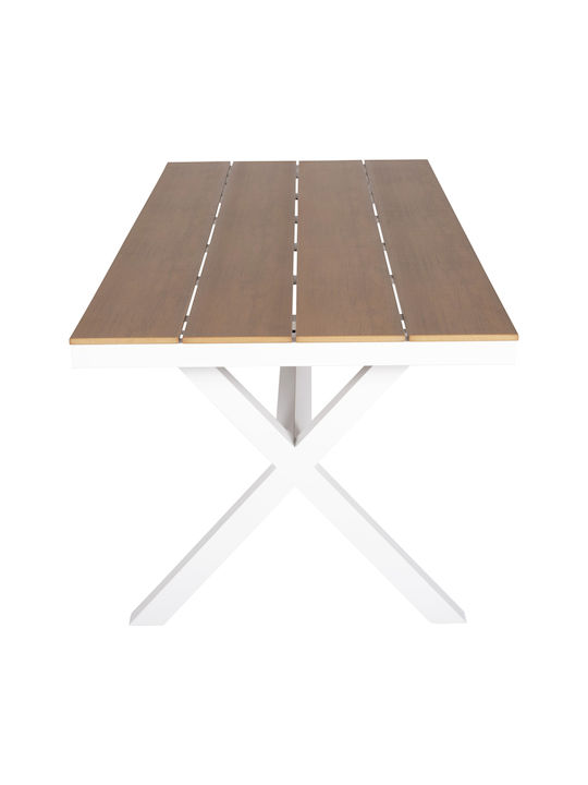 Masa pentru spații exterioare Polywood cu schelet din aluminiu Tawnee Alb 219.5x89.5cm