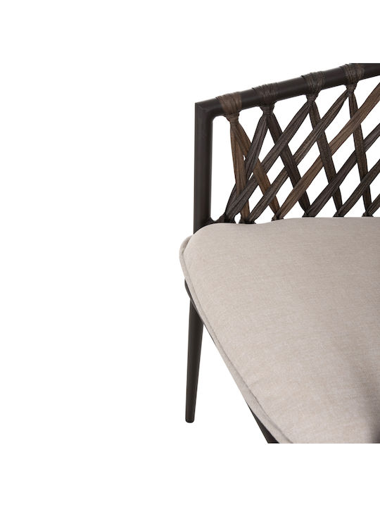 Outdoor Armchair Aluminum Bolly CAFE-BEZ with Cushion