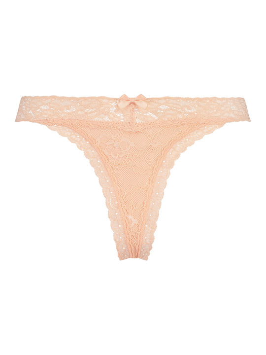 Hunkemöller Women's String with Lace Peach Parfait