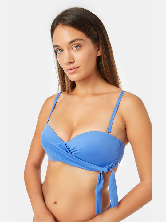 Top de bikini femei fără bretele Minerva Panama albastru