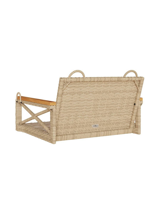 Rattan Swing Beige with 110kg Maximum Weight Capacity L63xW62xH40cm