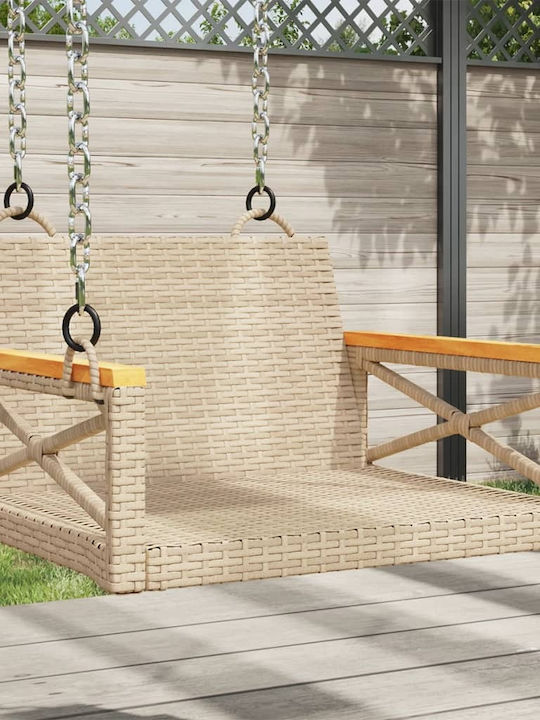 Rattan Swing Beige with 110kg Maximum Weight Capacity L63xW62xH40cm