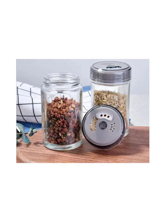 Glass Tabletop Rotating Spice Rack Black 6pcs