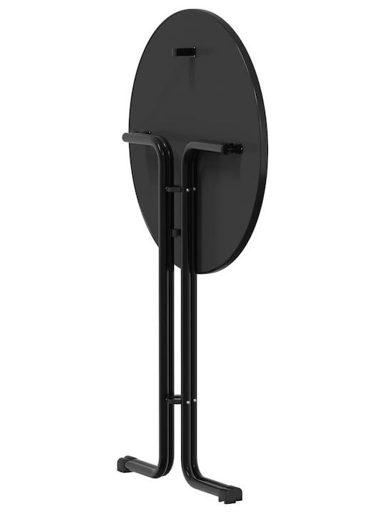 Round Table Dining Room Collapsible Wooden with Metal Frame Black 80x80x110cm