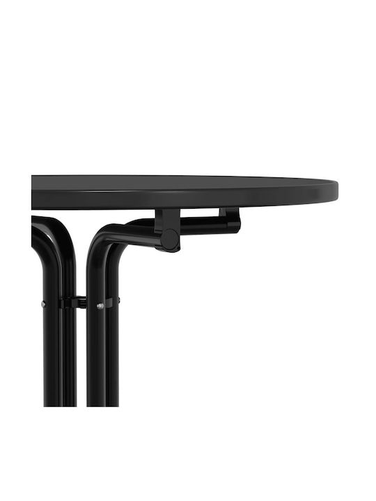 Round Table Dining Room Collapsible Wooden with Metal Frame Black 80x80x110cm