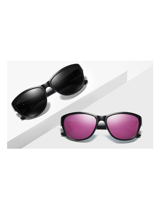 Techsuit Women's Sunglasses with Brown Plastic Frame and Brown Polarized Mirror Lens