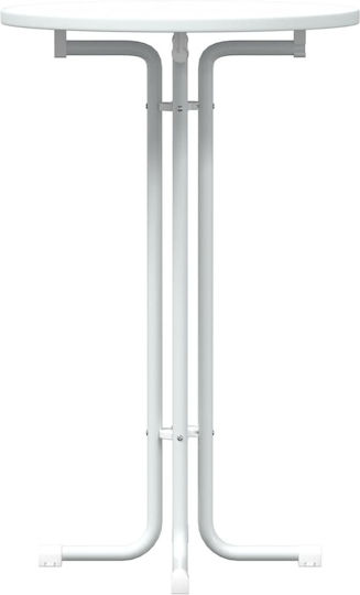 vidaXL Round Bar Table Collapsible Wooden with Metal Frame White 70x70x110 cm