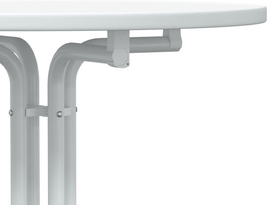 vidaXL Round Bar Table Collapsible Wooden with Metal Frame White 70x70x110 cm