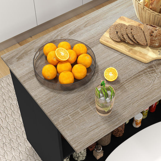 Bar Table Wooden Oak And Black 105x60x82cm
