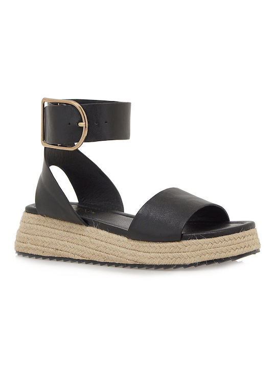 Seven Women's Flat Sandals Flatforms in Black Color