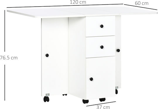 Dropleaf Τραπέζι Κουζίνας Ξύλινο Λευκό 120x60x76.5εκ.